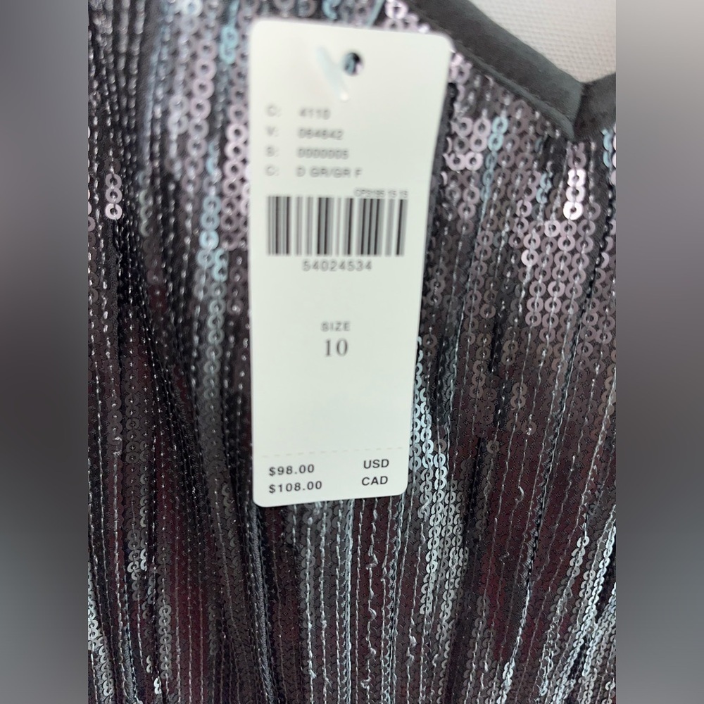 NWT Anthropologie ‘Amelie’ Gunmetal Sequin Ruffle Cami - Picture 5 of 7